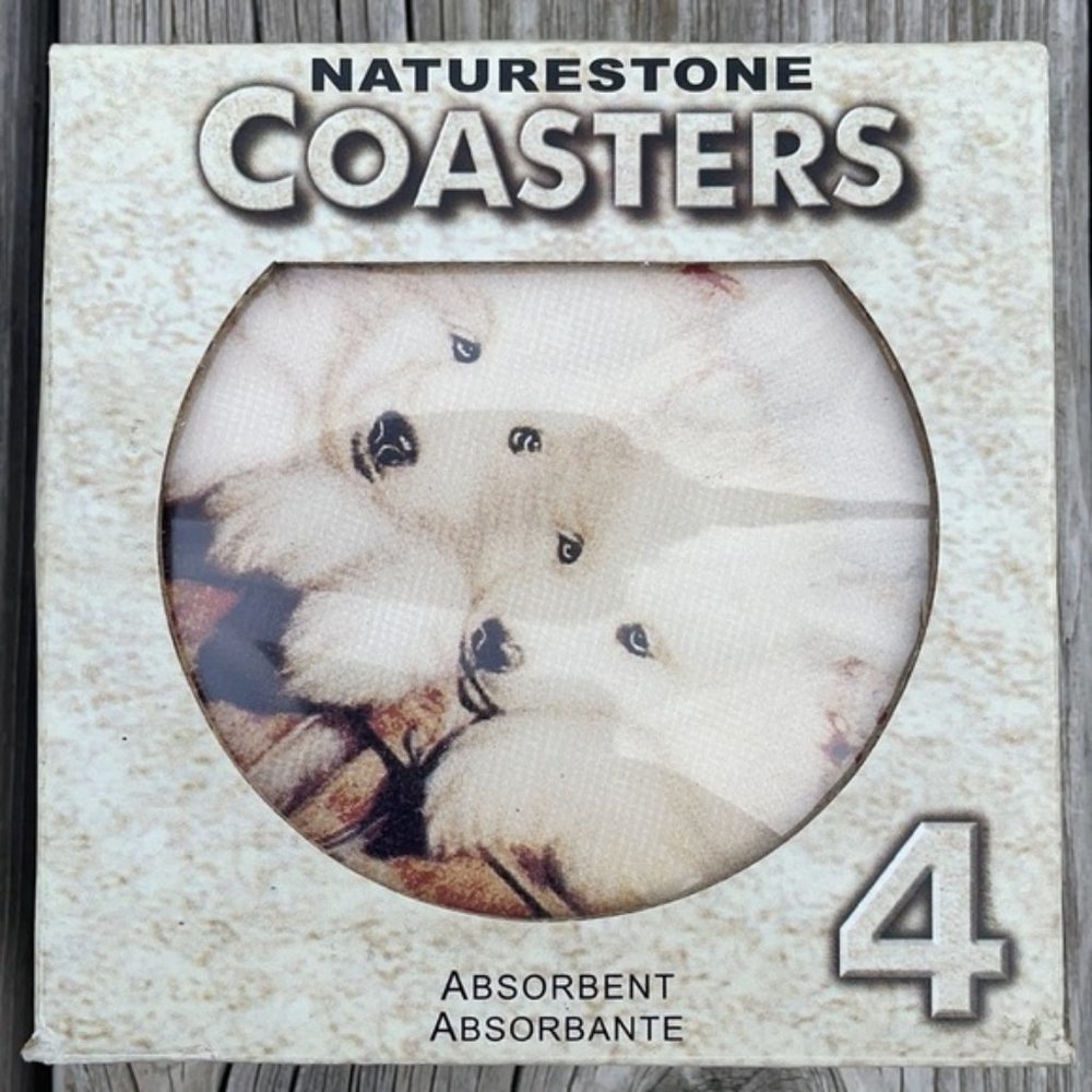 NATURESTONE Coasters Absorbent (Set of 4) Puppies
